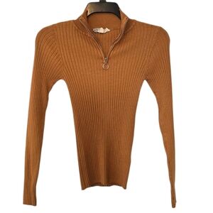 3/$15 Pink Republic Brown Ribbed Collared Sweater Size XS